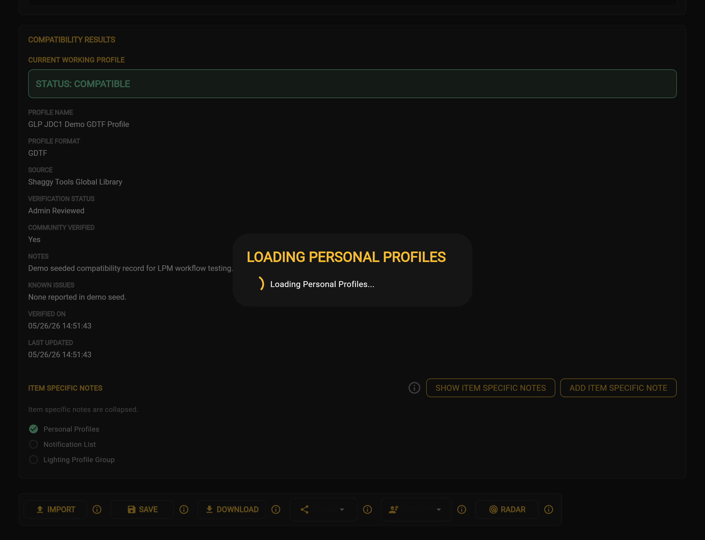 Loading Personal Profiles