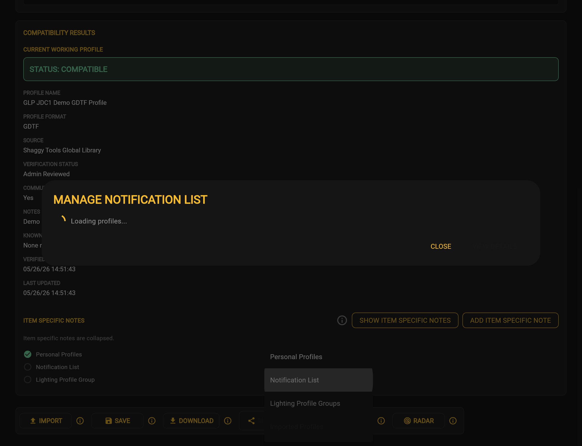 Loading Notification List